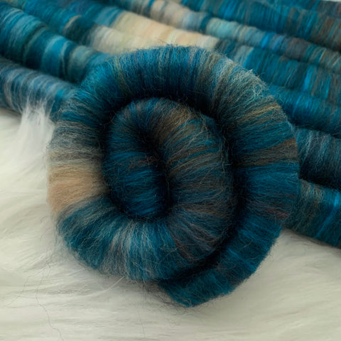 Ocean Waves Superfine Merino/Baby Camel/Alpaca/Mulberry Silk Rolag Set