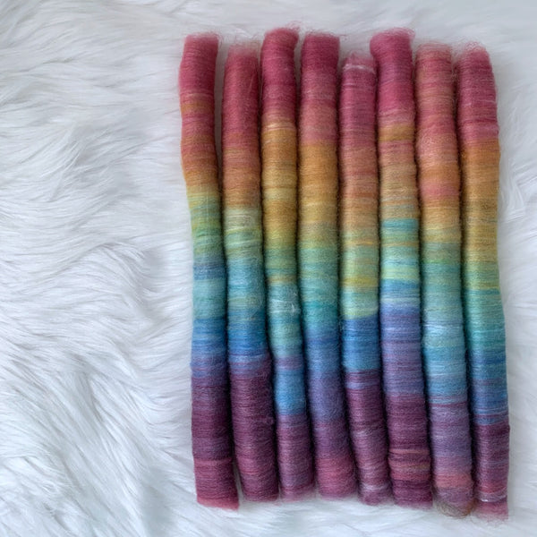 Muted Rainbow Targhee/Bamboo/Silk Rolag Set